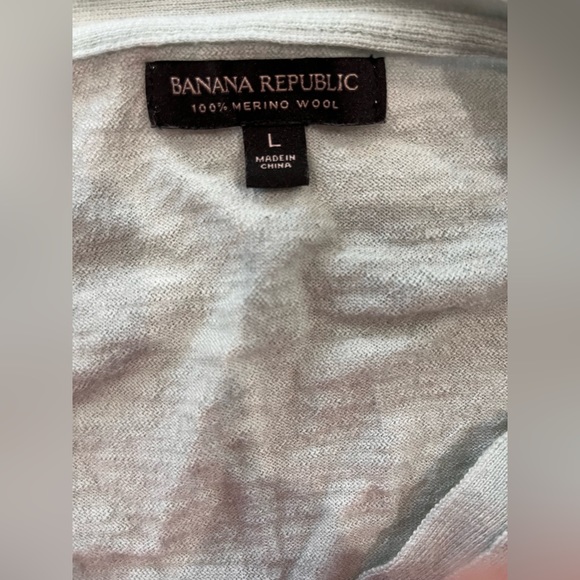 Banana Republic Merino Wool V-Neck Pastel Teal Sweater - Picture 3 of 6